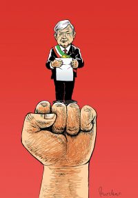 "Vivo entre gente que dicen, no es tu altura" 4 símbolos en la 4T